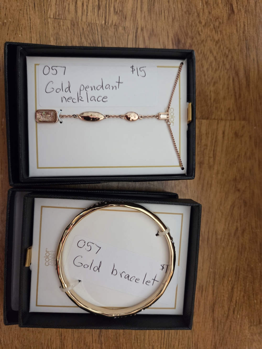 Color Street Rose Gold Pendant Necklace and Bangle Set
